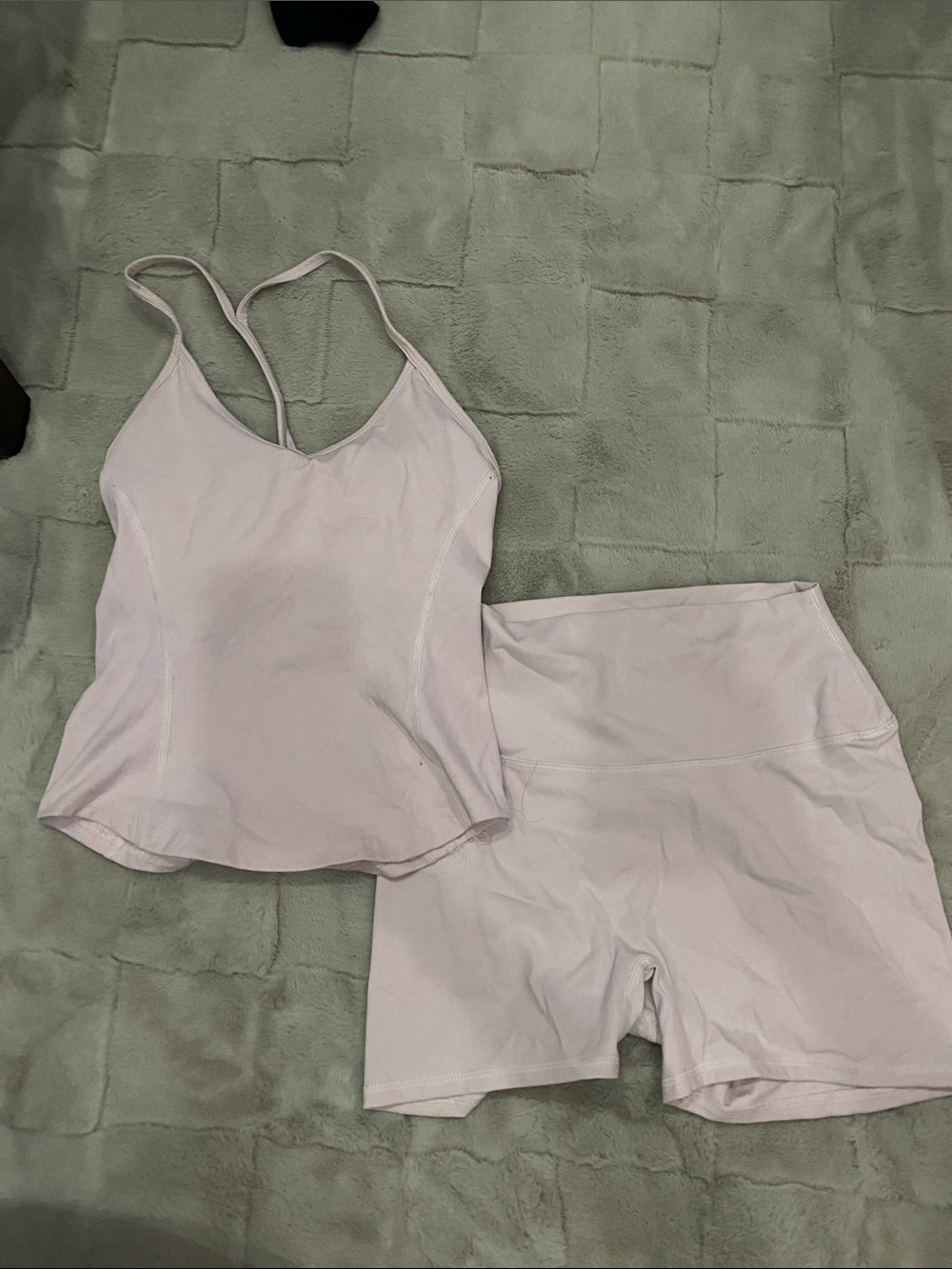 Garage Pale Pink Racerback Tank and High-Waist Bike Short Set